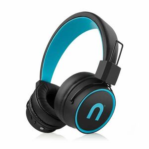 Niceboy 3 Joy on-ear fejhallgató, vezeték nélküli, Bluetooth 5.3, mikrofon, hangasszisztens, mobil alkalmazás, gyorstöltés, akár 33 órás autonómia, fekete/kék kép