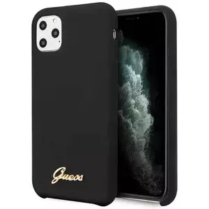 Tok Guess iPhone 11 Pro Black Hard Case Silicone Vintage Gold Logo (GUHCN58LSLMGBK) kép