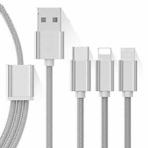 3 az 1-ben megtörhetetlen USB töltő és adatkábel kép