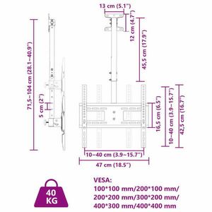 vidaXL mennyezeti TV-tartó 32"-65" képernyőhöz max VESA 400x400mm 40kg kép