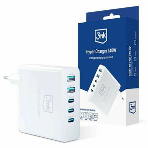 3mk Hyper Charger GaN USB / USB-C QC PD 140W wall charger white kép