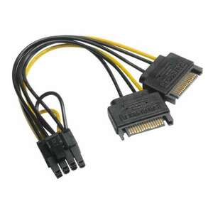 ADA Akasa 2xSATA apa - 6+2pin PCIe anya adapter - 15cm - AK-CBPW19-15 (AK-CBPW19-15) kép