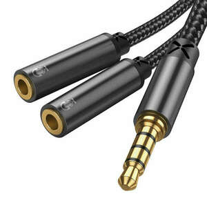 Adapter Joyroom Splitter Aux 3, 5 mm-es aljzat (férfi) - 2 x 3, 5 mm-es mini csatlakozó (női), 20 cm, fekete kép