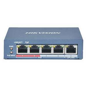 Switch 4 port 100 Mb PoE, 1 uplink port RJ45 100 Mb, SMART Management - HIKVISION kép