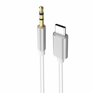 AUX átalakító kábel USB-C-ről 3, 5mm jack-re, 1 méter, ezüst-fehér kép