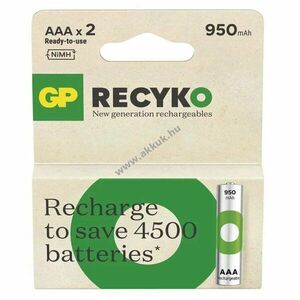 GP ReCyko Ni-MH akku HR03 (AAA) 950mAh 2db/csomag kép