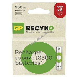 GP ReCyko Ni-MH akku HR03 (AAA) 950mAh 6db/csomag kép