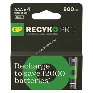 GP ReCyko Pro NiMH akku HR03 (AAA) 800mAh 4db/csomag kép