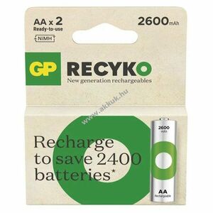 GP ReCyko Ni-MH akku HR6 (AA), 2600mAh 2db/csomag kép