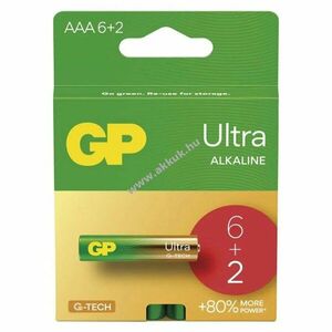 GP Ultra alkáli elem, LR03, mikro, AAA 6+2db/csomag kép