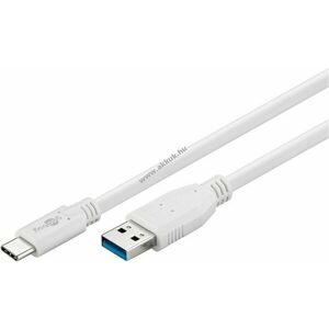 USB-A 3.0 kábel > USB-C kábel, 15W, fehér, 50cm - A készlet erejéig! kép