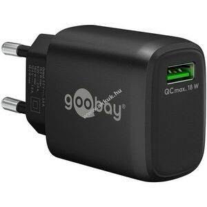 Hálózati gyorstöltő adapter QC3.0, 18W, fekete kép