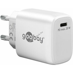 Hálózati USB-C gyorstöltő, 20W, fehér, Power Delivery, PD - A készlet erejéig! kép