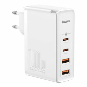 Baseus GaN2 Pro hálózati töltő adapter 2x USB / 2x USB-C 100W QC PD, fehér (CCGAN2P-L02) kép