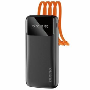 Dudao K6Pro Power Bank 10000mAh 2x USB + kábel USB / USB-C / Lightning / Micro USB, fekete (K6Pro-black) kép