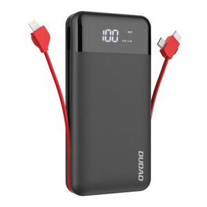 Dudao K1Pro Power Bank 20000mAh 2x USB + kábel Lightning / USB-C / Micro USB, fekete (K1Pro-black) kép