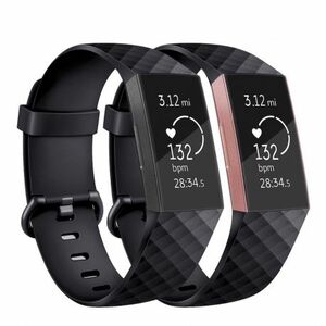 BStrap Silicone Diamond (Large) szíj Fitbit Charge 3 / 4, black (SFI008C10) kép