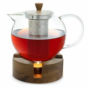 Klarstein Sencha, formatervezett teafőző kancsó, Oolong fa melegítővel, 1, 3 l, behelyezhető szűrő kép