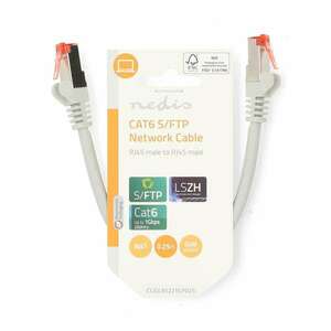 CAT6 hálózati kábel | RJ45 Dugasz | RJ45 Dugasz | S/FTP | 0.25 m | Kerek | LSZH | Szürke | Label kép