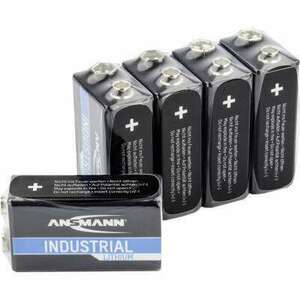 9V-os elem, lítium, 9V, 950 mAh, 5 db, Ansmann Lithium 6LR61, 6LR21, 6AM6, 6LP3146, MN1604, A1604, E Block, LR22 (1505-0002) kép