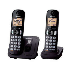 Panasonic KX-TGC212PDB DUO DECT hívásazonosítós fekete vezetéknélküli telefon kép