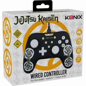 KONIX - JUJUTSU KAISEN Nintendo Switch/PC Vezetékes kontroller, Fekete mintás kép