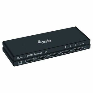 Equip HDMI Video-Splitter - 332717 (4 port, HDMI2.0, 3D, 4K/60Hz, HDR/HDCP Ready, fekete) kép