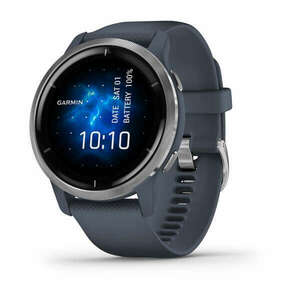 Garmin Venu 2 Slate Stainless Steel Bezel with Black Case and Silicone Band kép