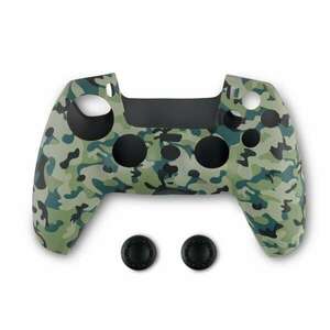 Spartan Gear DualSense (PS5) Controller szilikon markolatvédő burkolat és Thumb Grips - Zöld terepmintás (072243) kép