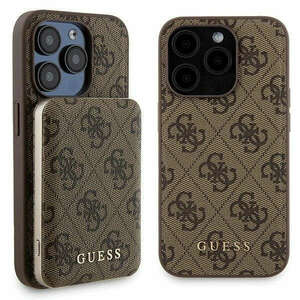 Guess 4G Metal Logo case set for iPhone 15 Pro + 5000mAh MagSafe power bank - brown kép