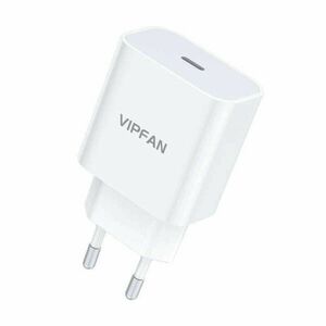 Vipfan E04 fali töltő, USB-C, 20W, QC 3.0 + USB-C kábel (fehér) kép