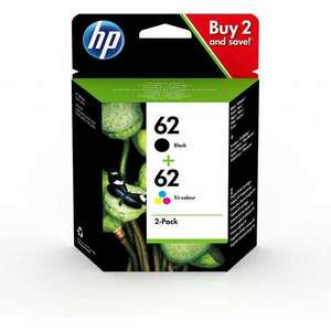 HP 62 2er Pack Schwarz Farbe dreifarbig Tintenpatrone (N9J71AE) kép