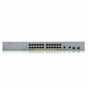 ZYXEL Switch 24x1000Mbps (24xPOE) + 2xGigabit kombó SFP Menedzselhető Rackes, GS1350-26HP-EU0101F kép