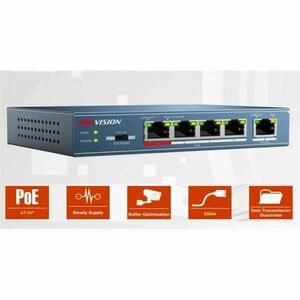 Hikvision Switch PoE - DS-3E0105P-E (4 port 100Mbps, 58W, 1 uplink port, L2) kép