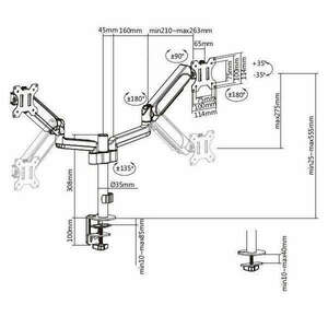 EQuip 17"-32" Dual Monitor Desk Mount Bracket Black kép