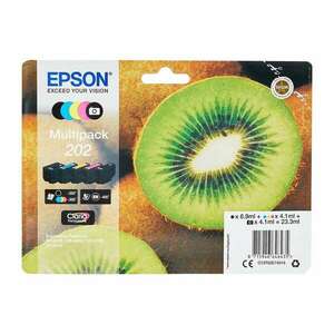 Epson Kiwi 202 tintapatron 1 dB Eredeti Standard teljesítmény Fekete, Fotó fekete, Cián, Magenta, Sárga (C13T02E74020) kép