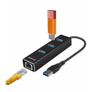 Astrum DA580 USB 3.0 Multi-HUB 3X USB (3.0) + Ethernet fekete adapter kép