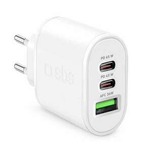 SBS 65W 2x USB-C / 1x USB-A Hálózati töltő - Fehér (65W) (TETRUSB2CGAN65W) kép