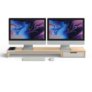 POUT All-in-one wireless charging & hub station for dual monitors EYES 9 Deep asztali TV konzol Juharfa, Fehér kép