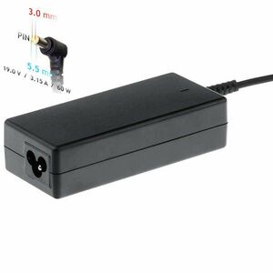 Akyga notebook power adapter AK-ND-13 19V/3.16A 60W 5.5x3.0 mm + pin SAMSUNG áramátalakító és inverter Beltéri Fekete kép