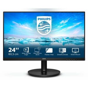 Philips 241V8L VA Monitor, 23.8", 1920x1080, 16: 9, 250cd/m2, 4ms, VGA/HDMI kép