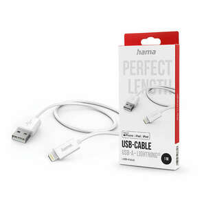 HAMA USB-A - Lightning adat- és töltőkábel 1 m-es vezetékkel - HAMA USB-A - Lightning Cable - fehér kép