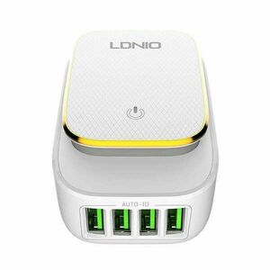 LDNIO A4405 4USB, LED lamp Wall charger + USB-C Cable kép