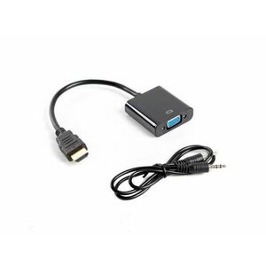 Lanberg HDMI-A apa - VGA anya + mini jack 3.5mm anya adapter, 20cm kép