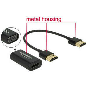 DeLOCK HDMI M - HDMI M /VGA F Adapterkábel 0.15m - Fekete kép