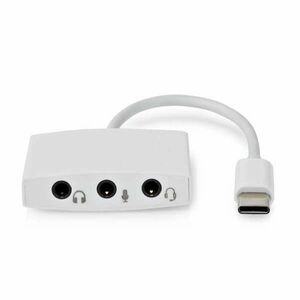 USB-C™ Adapter | USB 2.0 | USB-C™ Dugasz | 3.5 mm Aljzat | 0.10 m | Kerek | Nikkelezett | ABS/PVC | Fehér | Boríték kép