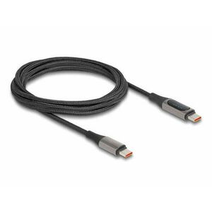 Delock USB 2.0 Kábel USB Type-C apa - apa csatlakozóval tápmérővel, PD 3.0 100 W, 2 m kép