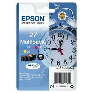 Epson 27 T2705 Multipack Cyan Magenta Yellow tintapatron eredeti C13T27054012 (T2702 + T2703 + T2704) Ébresztőóra kép