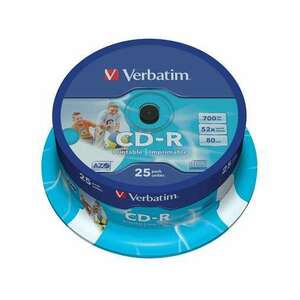 VERBATIM CD-R lemez, nyomtatható, matt, ID, AZO, 700MB, 52x, 25 db, hengeren, VERBATIM kép