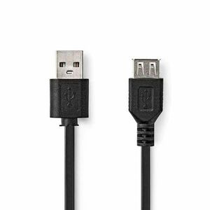 USB kábel | USB 2.0 | USB-A Dugasz | USB-A Aljzat | 480 Mbps | Nikkelezett | 2.00 m | Kerek | PVC | Fekete | Label kép